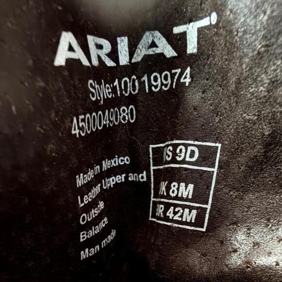 Ariat Dark Chocolate Brown Heritage Western Learher Cowboy Boots Size 9D Mexico main image 4